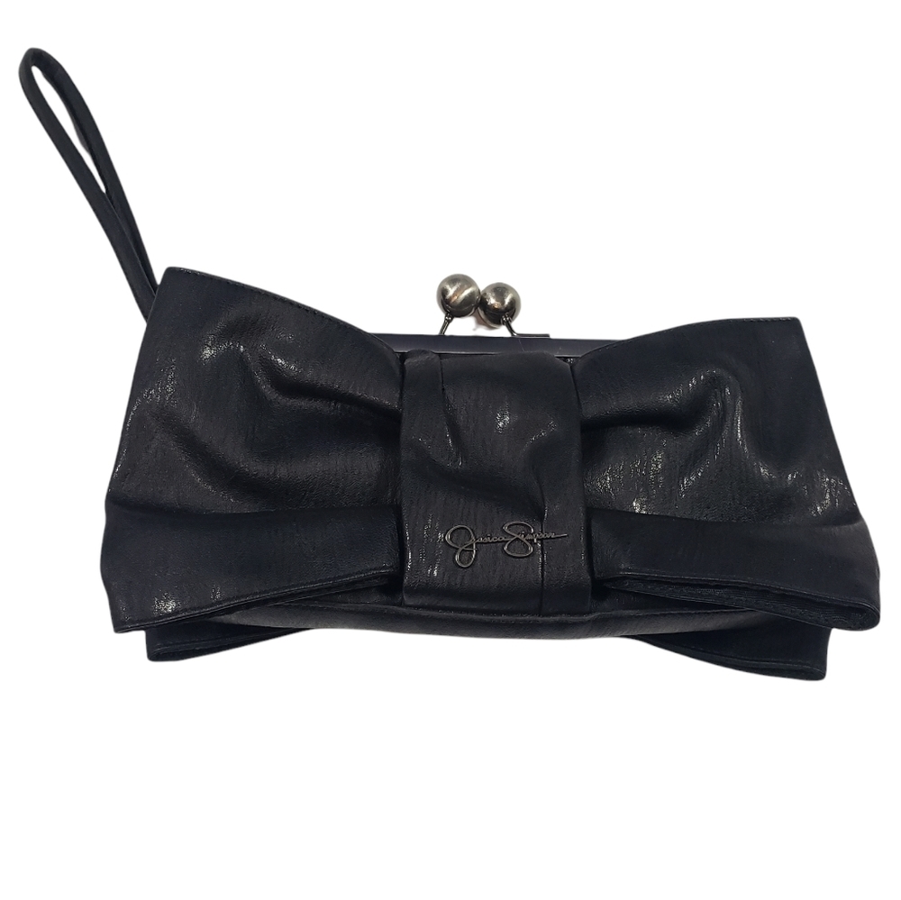 Jessica Simpson Black Bow Wristlet Clutch